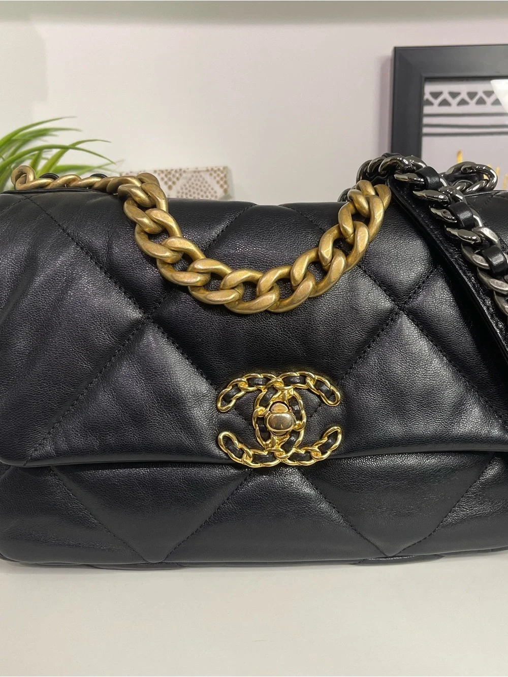 Chanel 19 Small Black Quilted Leather Shoulder Bag